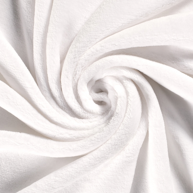Coral Fleece fabric Unicolour Optical White