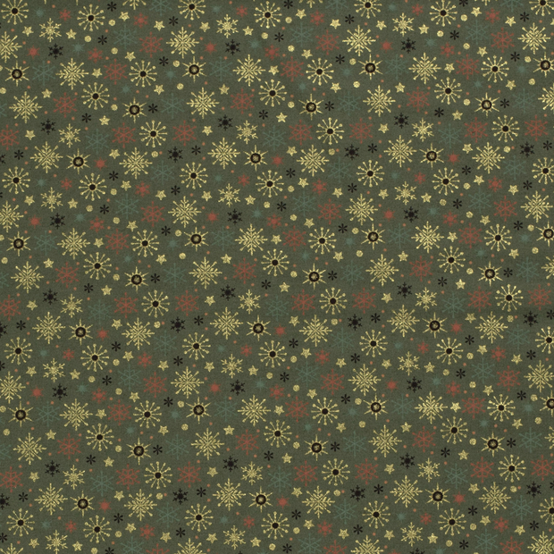 Cotton Poplin fabric Christmas ornaments Green