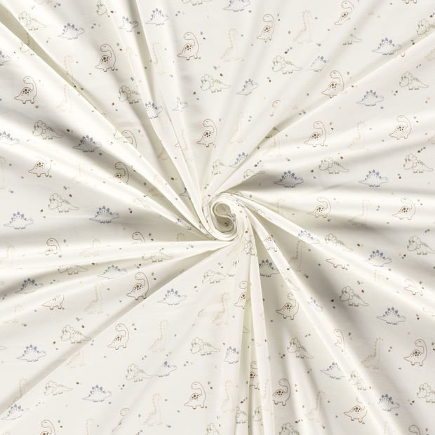 Jersey de Coton tissu Blanc cassé imprimé 