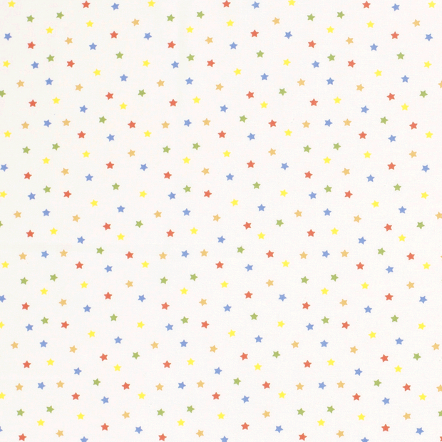 Cotton Poplin fabric Stars Optical White