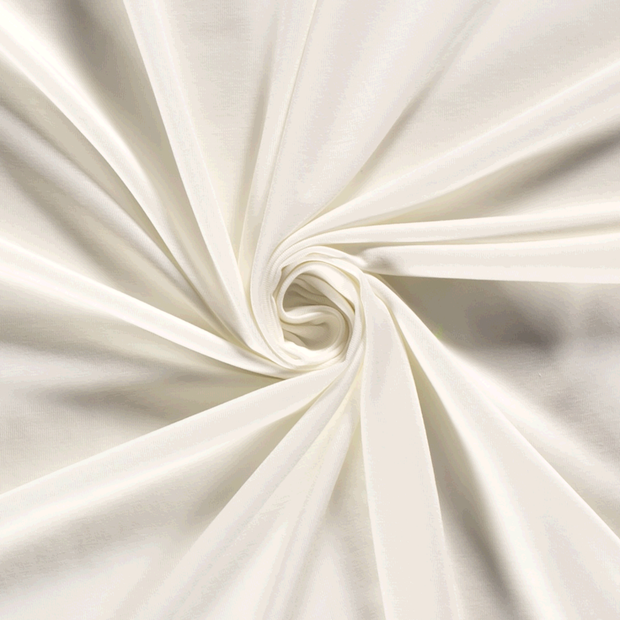 Jersey de Bambou tissu Unicolore Blanc cassé