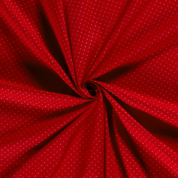 Cotton Poplin fabric Red printed and foil 