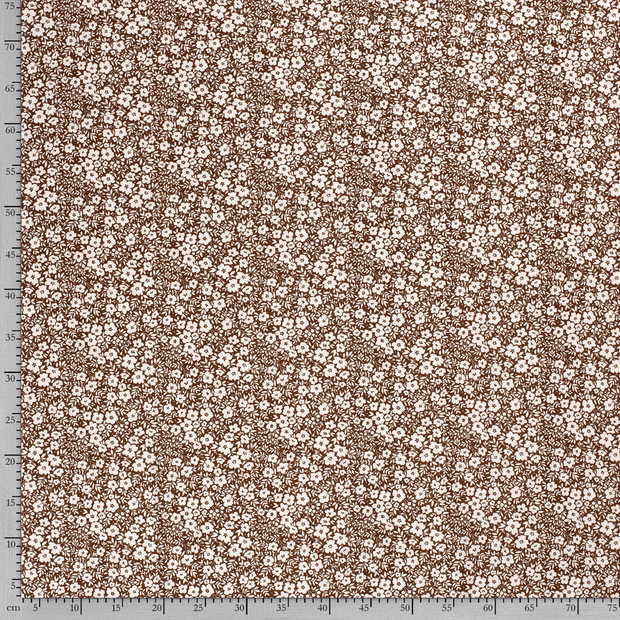 Cotton Jersey fabric Flowers Brown