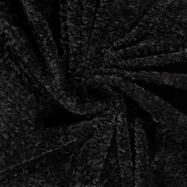 Fausse Fourrure tissu Noir gaufré 