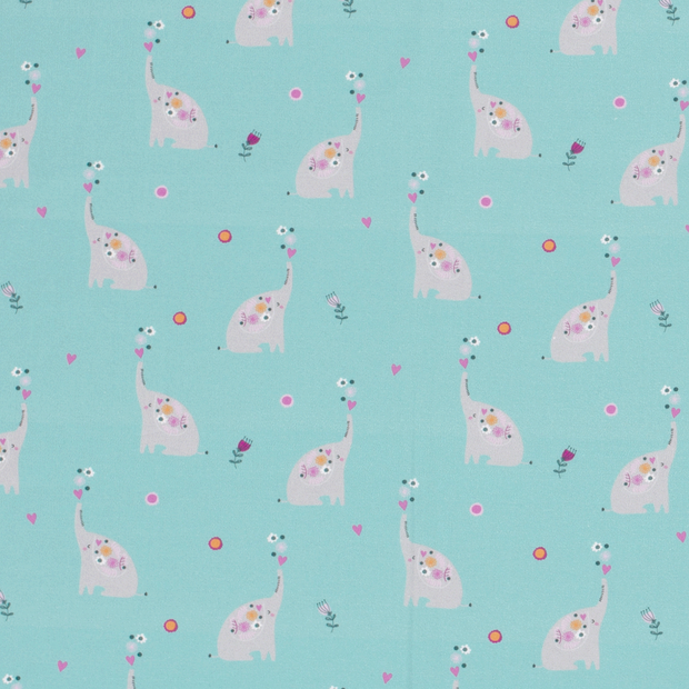 Cotton Poplin fabric Animals Petrol