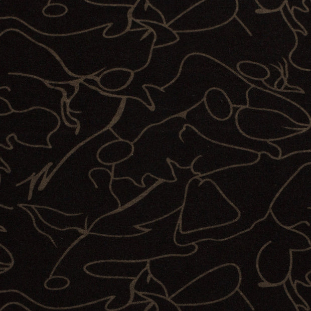 Poly Viscose Jersey fabric Abstract Taupe Grey