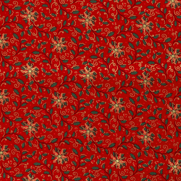 Cotton Poplin fabric Christmas Red
