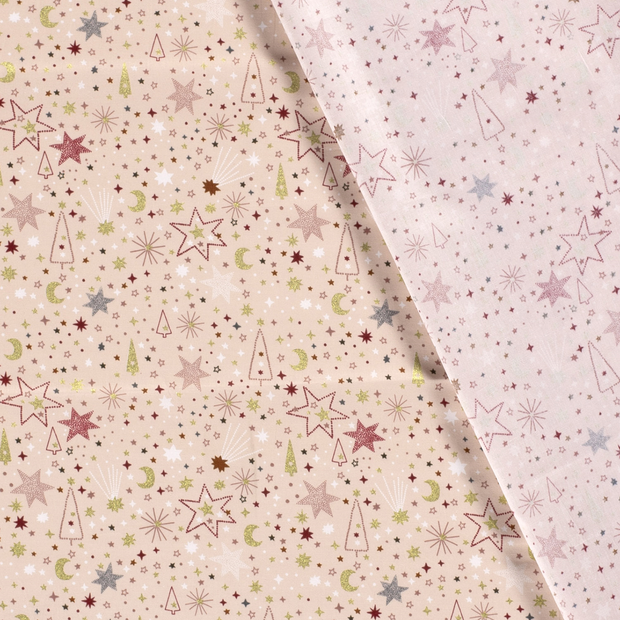 Cotton Poplin fabric Christmas printed and foil 