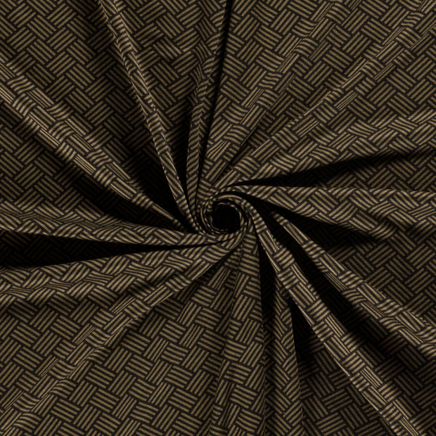 Poly Viscose Jerséis tela Verde caqui descarga impresa 