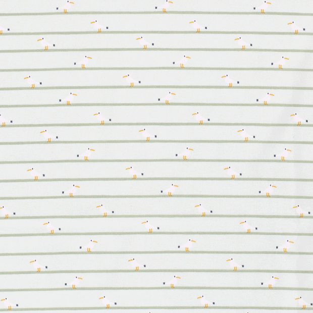 Cotton Poplin fabric Birds Mint