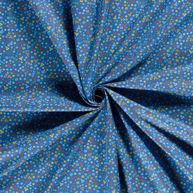 Popeline de Coton tissu Cobalt imprimé 