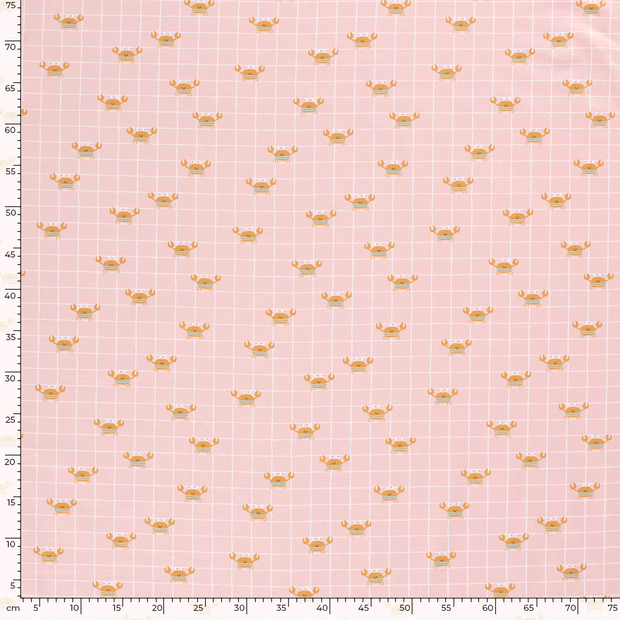 Cotton Jersey fabric Crabs Salmon