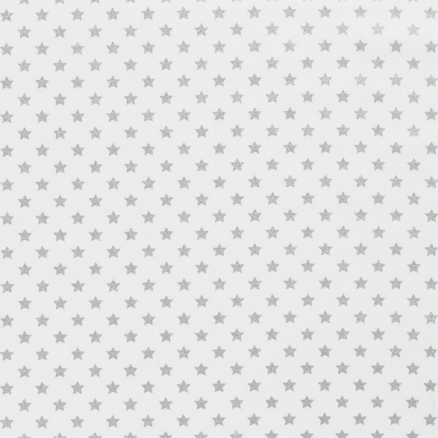 Cotton Poplin fabric Christmas stars Off White
