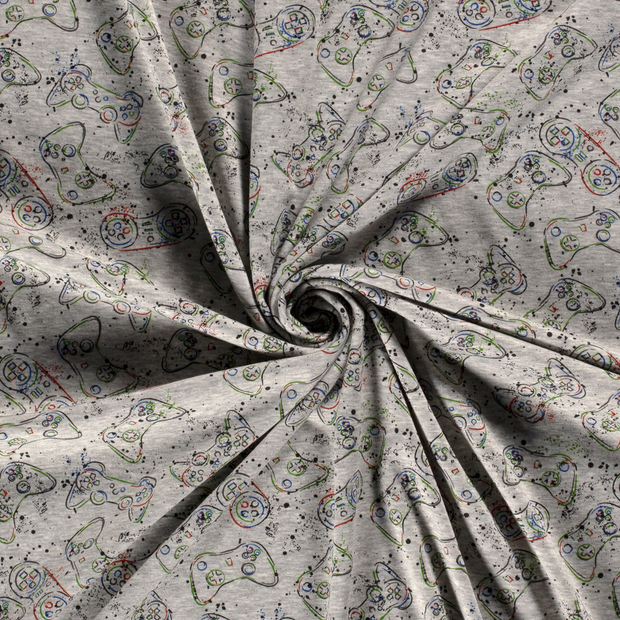 Alphen Fleece fabric Middle Grey printed 
