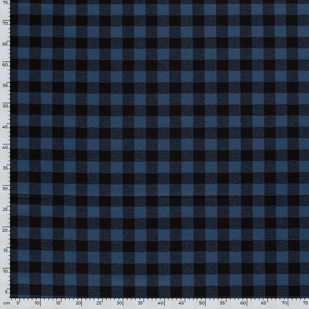 Polyester Jersey fabric Checks Indigo