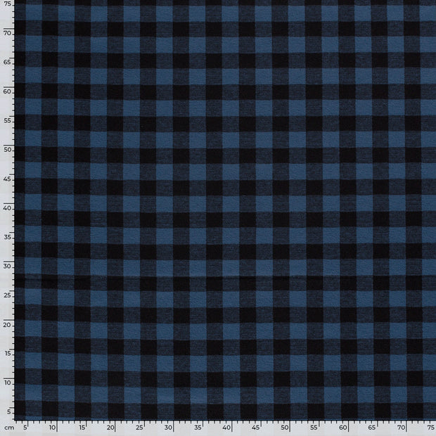 Jersey de Polyester tissu Carreaux Indigo