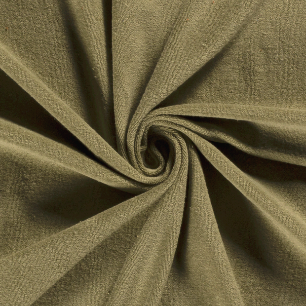 Stretch terry fabric Unicolour Olive Green