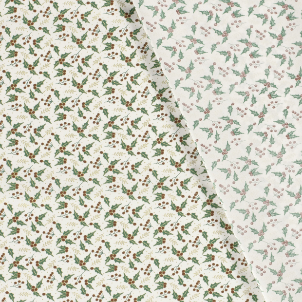 Cotton Poplin fabric Christmas trees printed and foil 