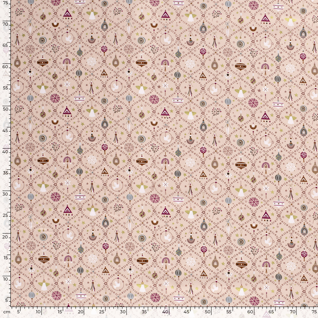 Cotton Poplin fabric Christmas Pink