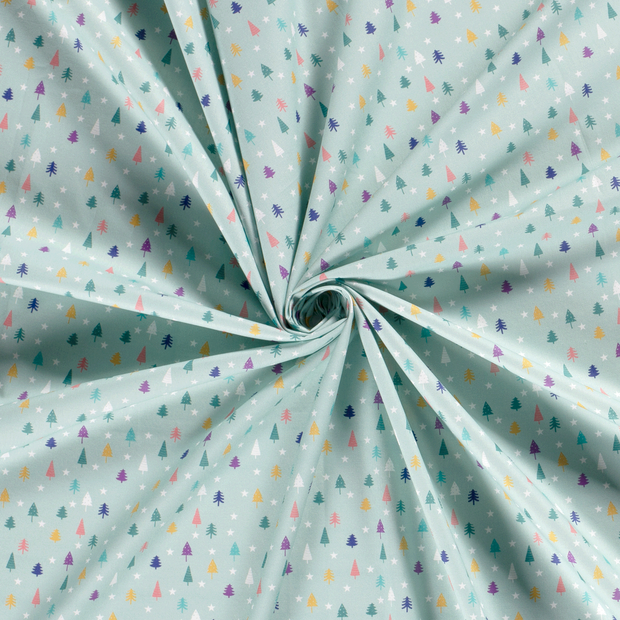 Cotton Poplin fabric Green printed 