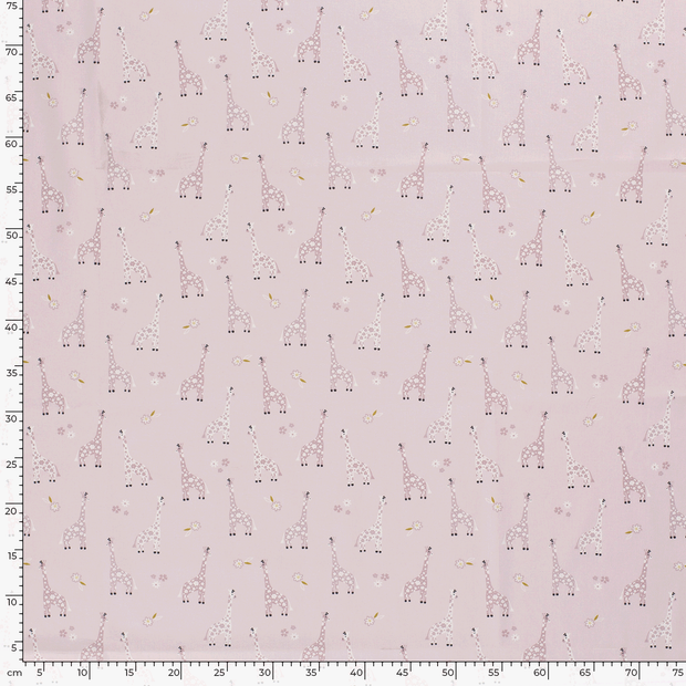 Cotton Poplin fabric Animals Light Pink