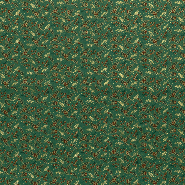 Cotton Poplin fabric Christmas trees Green