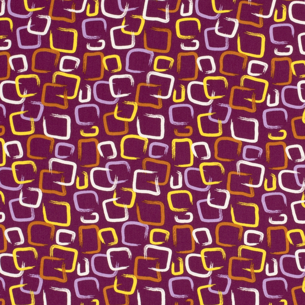 Viscose Poplin fabric Abstract Aubergine
