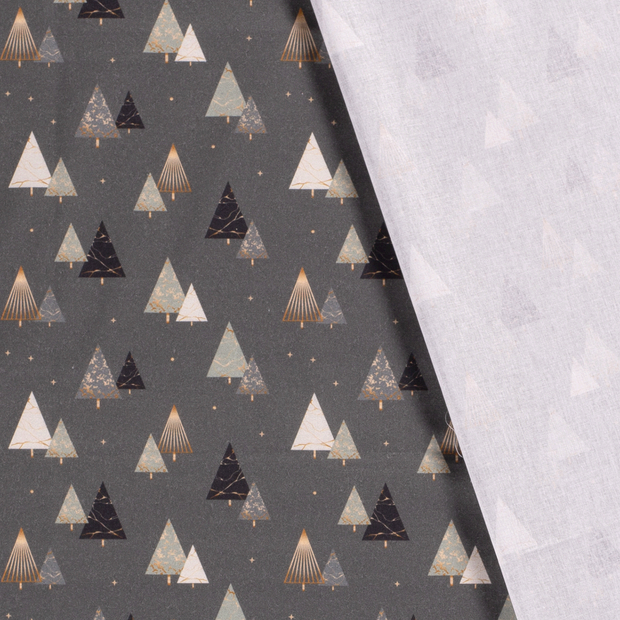 Cotton Poplin fabric Christmas ornaments printed and foil 