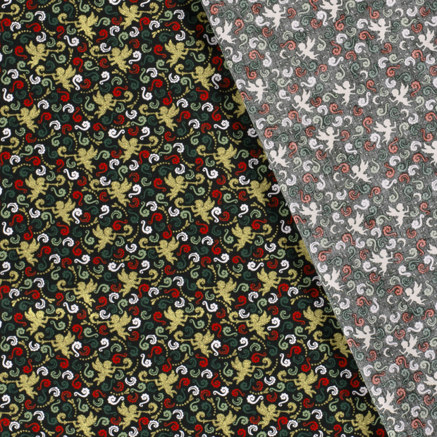 Cotton Poplin fabric Christmas printed and foil 