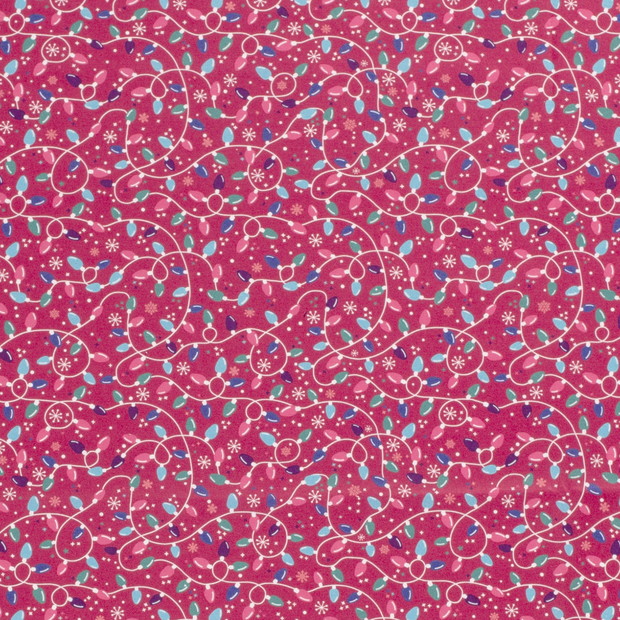 Cotton Poplin fabric Christmas ornaments Fuchsia
