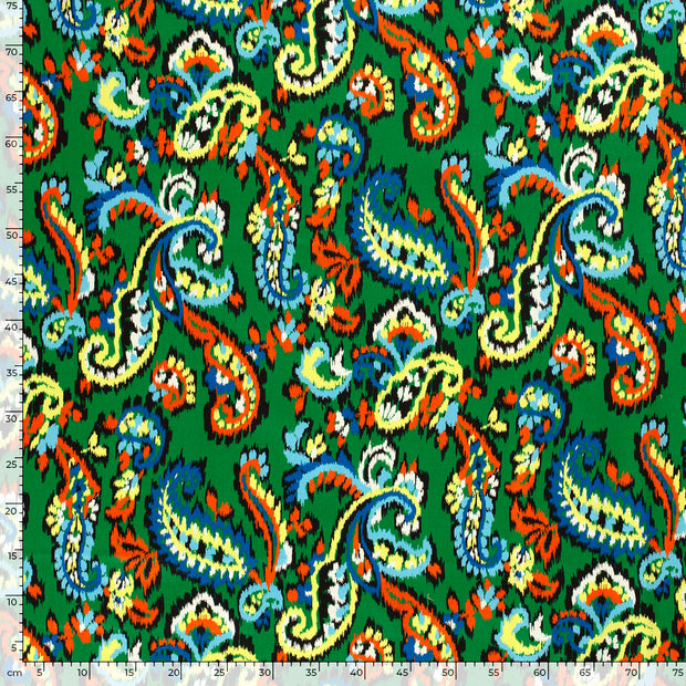 Cotton Satin fabric Abstract Green