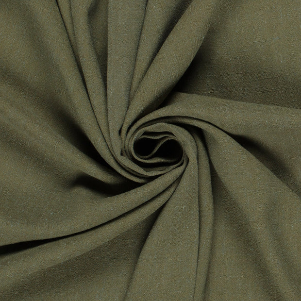 Woven Viscose Linen fabric Unicolour Khaki Green