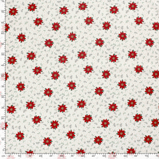 Cotton Poplin fabric Christmas Off White
