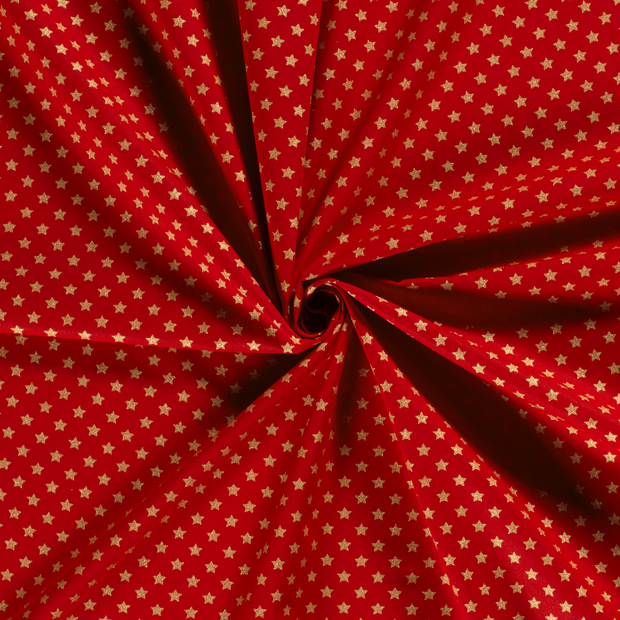 Cotton Poplin fabric Red printed and foil 