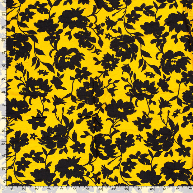 Viscose Nylon Crepe fabric Flowers Oker