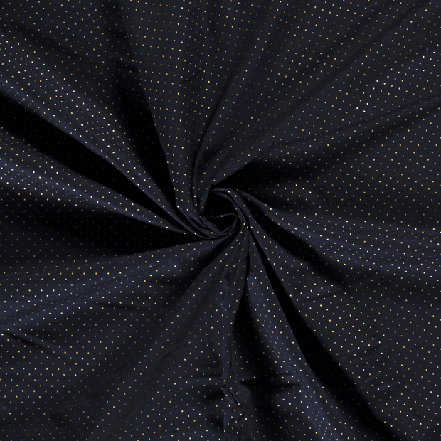 Cotton Poplin fabric Navy printed and foil 