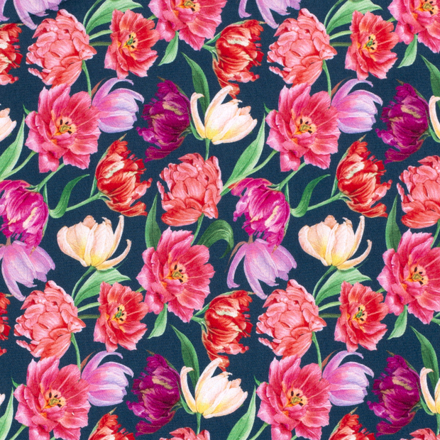 Jogging fabric Flowers Navy