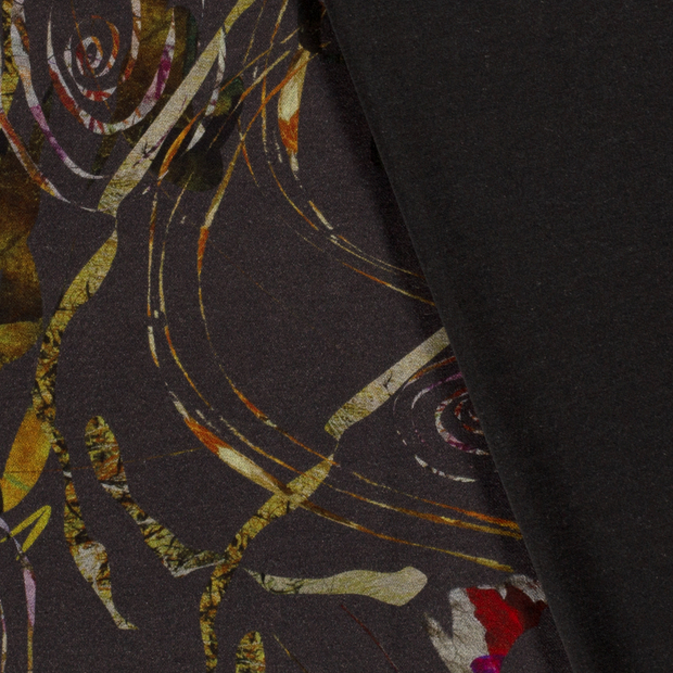 Poly Viscose Jersey fabric Abstract discharge printed 
