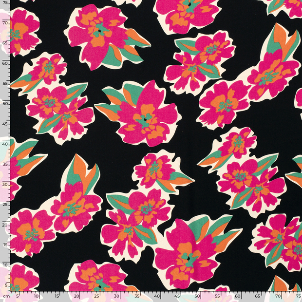 Viscose Twill fabric Abstract Fuchsia