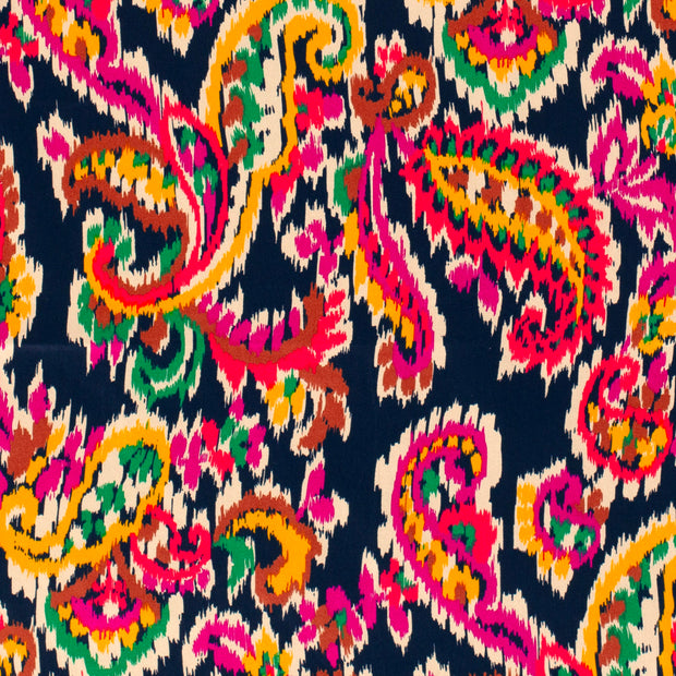Cotton Satin fabric Abstract Navy
