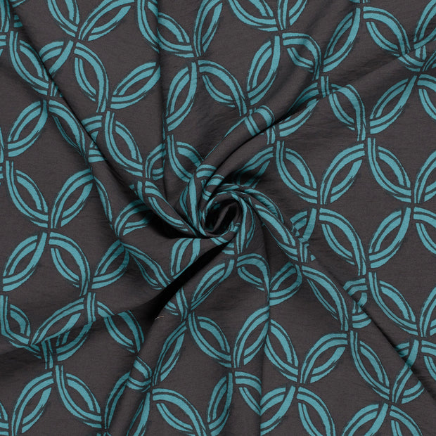 Viscose Nylon Crepe tela Gris oscuro estampado 