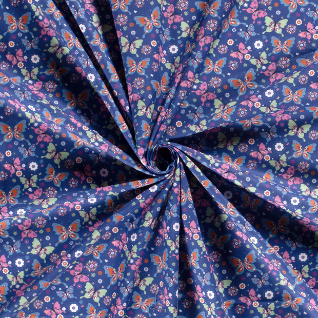 Cotton Poplin fabric Cobalt printed 