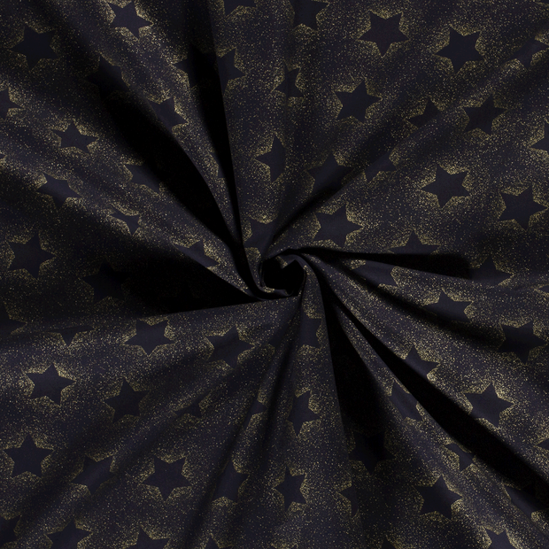 Cotton Poplin fabric Navy printed and foil 