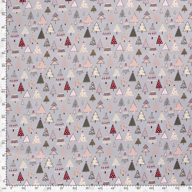 Popeline de Coton tissu décorations de Noël Gris