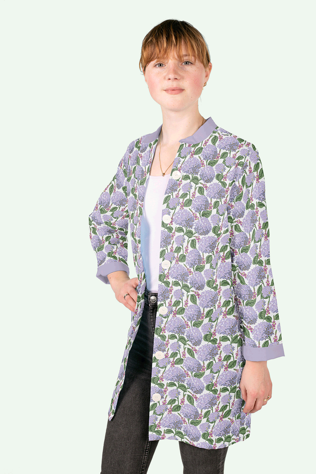 Cotton Poplin fabric Flowers Optical White
