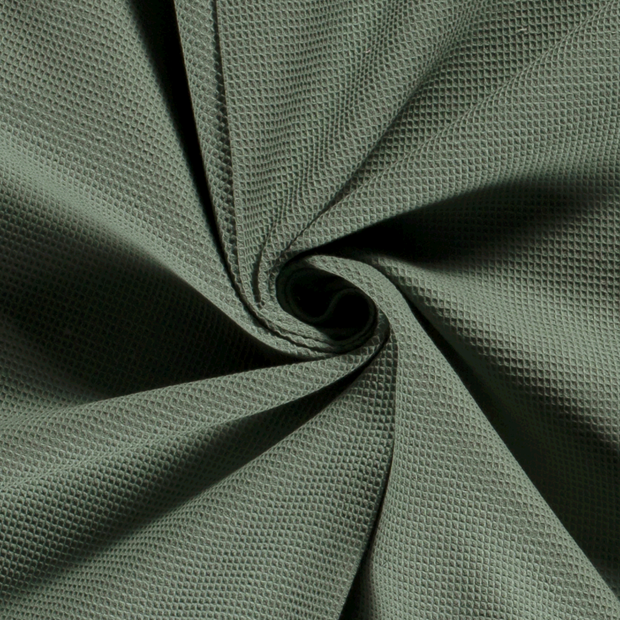 Waffle piqué fabric Unicolour Dark Mint