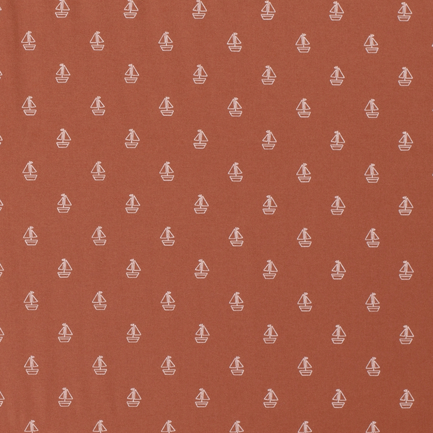 Cotton Poplin fabric Sailboats Old Pink