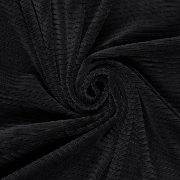 Nicky Velours Rib fabric Unicolour Black