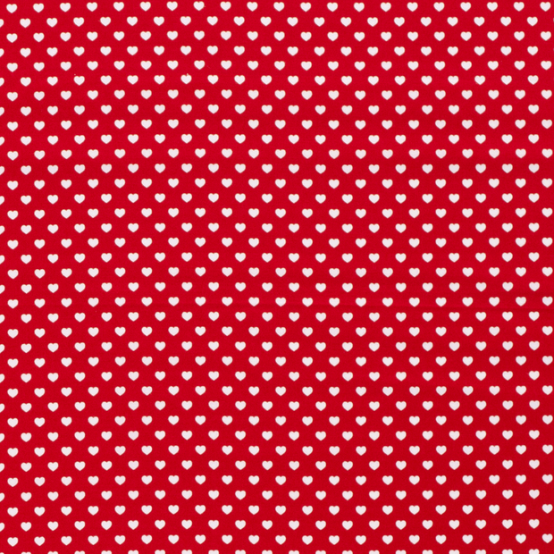Cotton Poplin fabric Hearts Red