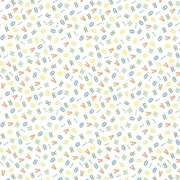 Cotton Poplin fabric Letters Optical White